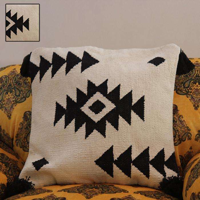Black & White Geometric Patterned  Cushion Cover